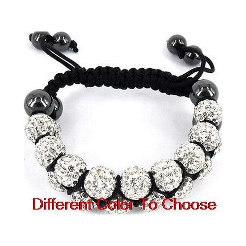 10mm new style best two row mixed micro pave disco ball AB clay handmade crystal Bracelet Bangles lot gjg4
