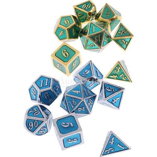 14x Polyhedral Alloy Dices D4-D20 for Dungeons and Dragons Gaming Prop Gift
