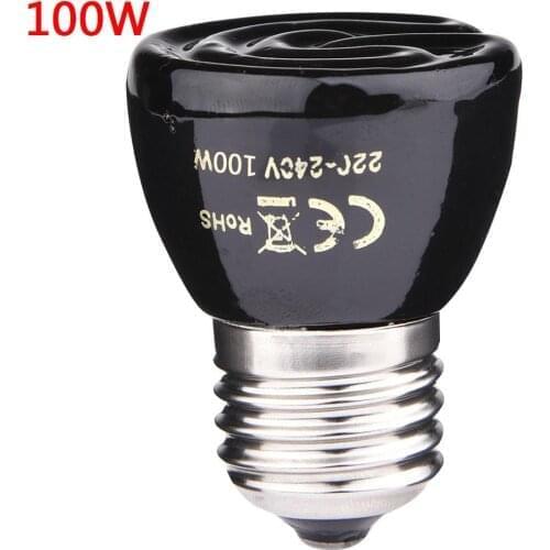 25W 50W 75W 100W E27 Pet Heating Lamp Black Infrared Ceramic Emitter Heat Light Bulb Pet Brooder Chickens Reptile Lamp 220-240V