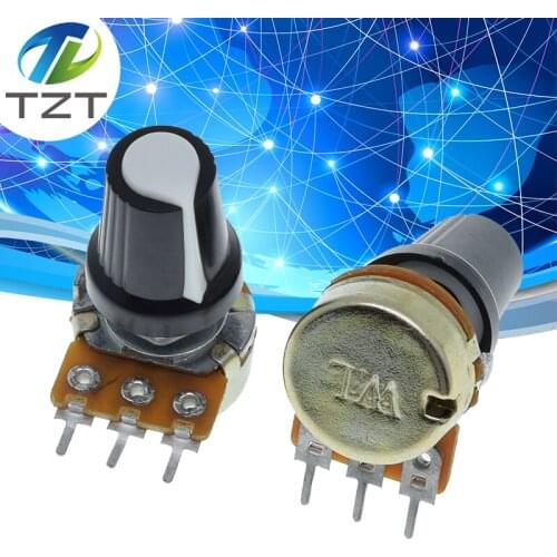 5 Sets WH148 1K 10K 20K 50K 100K 500K Ohm 15mm 3 Pin Linear Taper Rotary Potentiometer Resistor for Arduino with AG2 White Cap