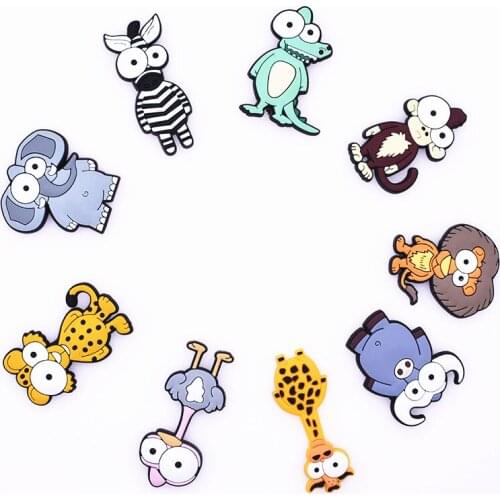 50Pcs/lot Cartoon Figure Cow Monkey Animal 3D Soft PVC Flatback Safety Trinket Accessories DIY Fridge Magnet Ornament Phone Case
