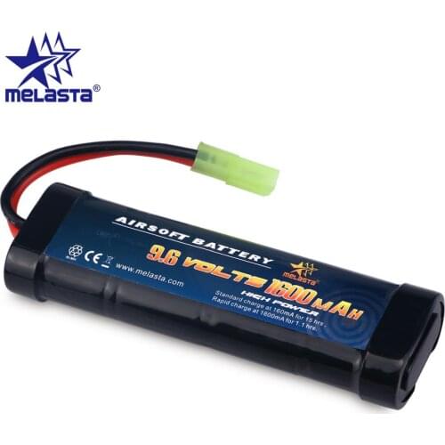 Melasta 8S 2/3A 9.6v 1600mAh NiMH Flat Battery Pack with Mini Tamiya Connector for Airsoft Guns Mini AK series or modified AEGs