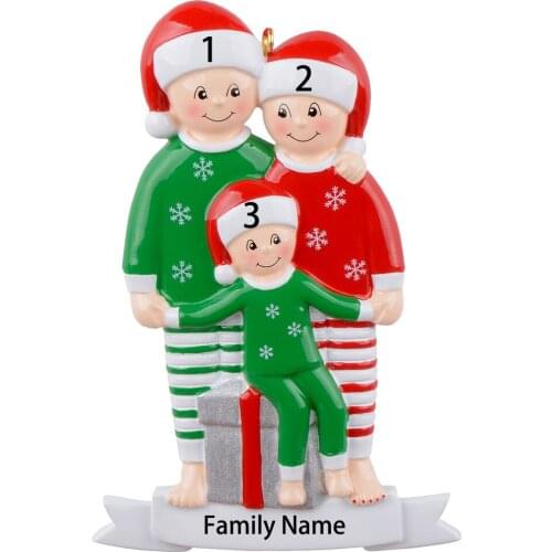 Free Personalization - Pajama Family of 3 Ornament Personalized Christmas Tree Decoration Christmas Creative Gift Keepsake