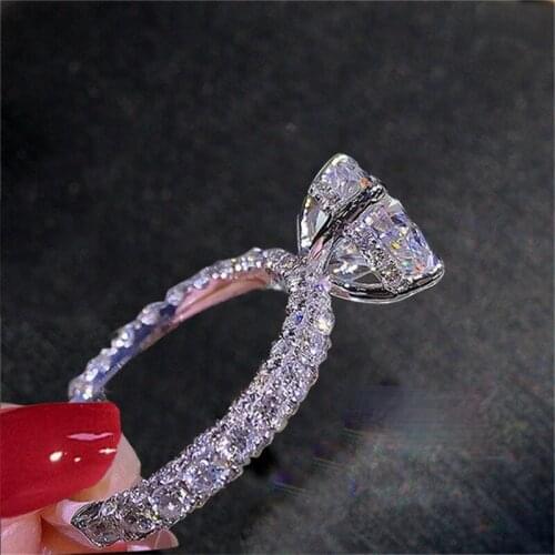 CC Wedding Rings For Women Princess Luxury Propose Engagement Bridal Jewelry Cubic Zirconia Round Stone Fashion Bijoux CC2101