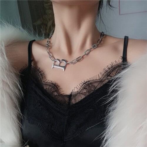 High Quality Stainless Steel Letter B Pendant Necklace for Women Charm Metal Chain Choker Necklace Statement Jewelry 2021