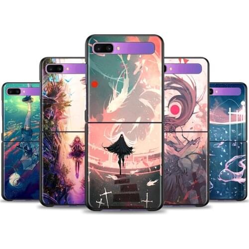 Anime Animation Art Case For Samsung Galaxy Z Flip 6.7" Flip3 5G Black PC Hard Phone Cover Segmented Protect Coque