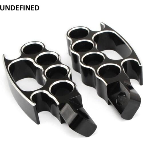 Black Motorcycle Flying Foot Pegs CNC Aluminum Control Floorboard Footrests Pedals For Harley Sportster XL Softail V-Rod Dyna