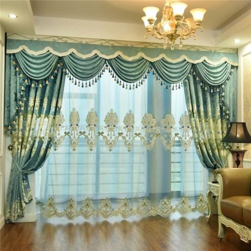 European and American high-quality custom embroidered villa curtains for living room windows classic luxury price curtains