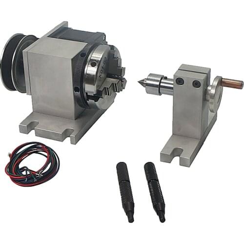 CNC router tailstock and 4th Rotary Axis with Chuck 65mm for engraver milling machine
