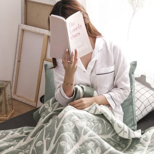 Cotton Muslin Bed Cover Home Textile Adult Kids Muslin Bed Blanket Home Sofa Bedspread Throw Blankets for Beds