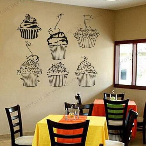 Art Wallpaper Cupcakes Wall Decal Window Sticker Mural Cafe Baking Cake Shop Dessert Shop Interior Decoration Vinyl rb296