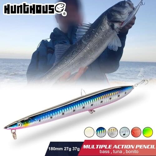 Hunthouse Fishing Lure Floating Sinking Pencil Sandeel Shape Noisy Design 180mm 27g/37g hard crankbait long pencil