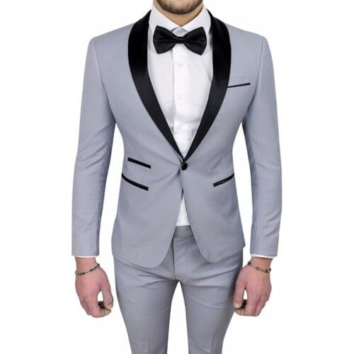 Light Gray Best Man Suit Custom Made One Button Groomsman Wedding Suits For Men Men Groom Tuxedos Prom Suits Jacket+Pants+Tie