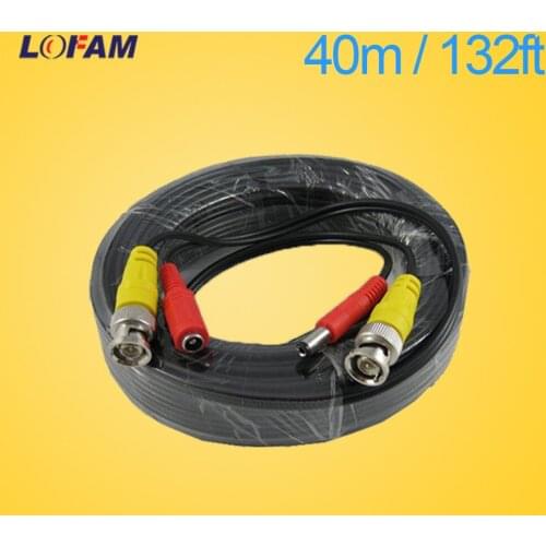 LOFAM 40m 132Feet CCTV BNC DC Plug Cable for CCTV Camera Coaxial Video Power Cable for Surveillance camera DVR System Kit