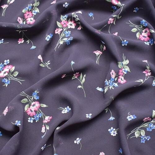 One meter Fashion high viscosity Chiffon fabric Small pink floral print in spring summer tissu Soft breathable clothing tissus