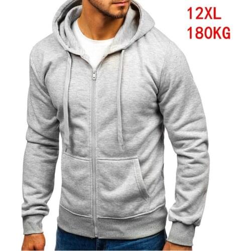 Mens autumn and winter large size zipper 12XL hooded sweatshirt plus size 7XL 8XL 9XL 10XL thick black blue red gray big coat