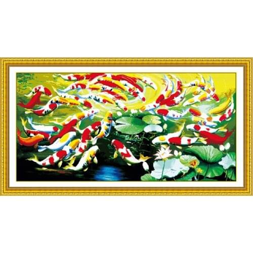 Wealthy fishes cross stitch kit cartoon canvas stitching embroidery DIY handmade needlework
