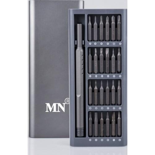 Daily Use Screwdriver Kit 24 Precision Magnetic Bits Alluminum Box DIY Screw Driver Set For Smart Home Phone Repair