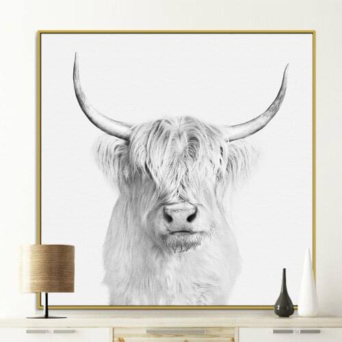 Decoration Highland Cow Cattle Wall Art Canvas Poster and Print Animal Nordic Canvas Painting Picture for Living Room Home Decor