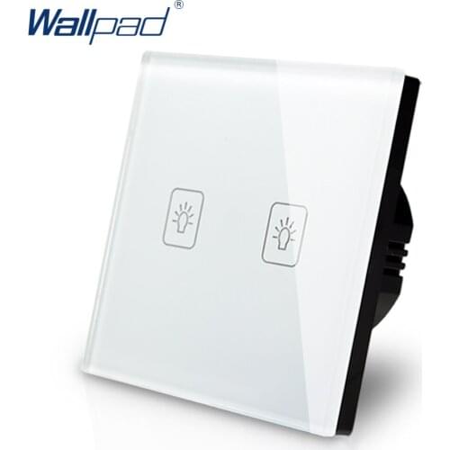 Eu 2 Gang 1 Way Switch European Standard 86 Wallpad White Tempered Glass LED Touch Light Wall Switches 2 Gang EU Free Shipping