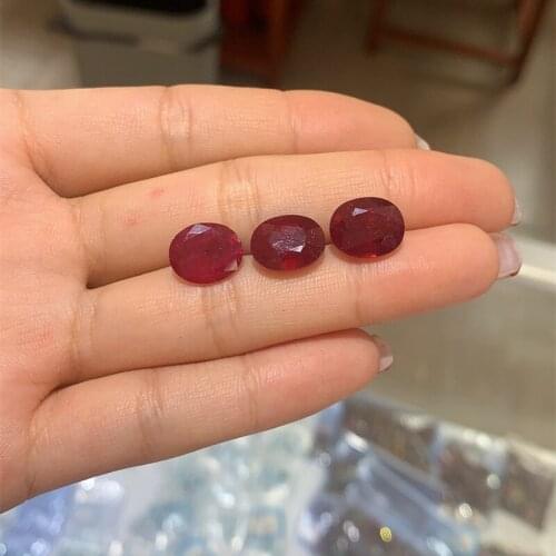 Natural 8x10MM Oval Cut Ruby Loose Gemstone for Ring Making DIY Stones Decoration Made for Jewelry Wholesale