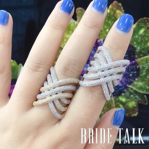 Bride Talk Unique Design Exquisite Wedding Ring For Women Cubic Zirconia Dubai Indian Bridal Finger Rings Jewelry High Quality