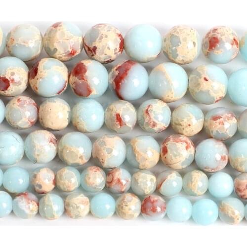 Natural Stone Life Moutian Veins Charm Round Loose Beads For Jewelry Making Needlework Bracelet DIY Strand 4-12 MM