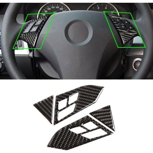 For BMW 5 Series E60 E61 2004 2005 2006 - 2010 Carbon Fiber Car Interior Steering Wheel Panel Switch Button Frame Cover Trim