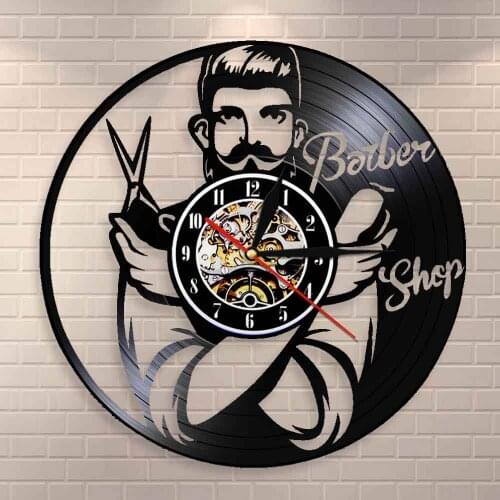 Hair Stylist Scissor Shears Barbershop Beautician Wall Art Wall Clock Home Deco Vinyl Record Wall Clock Hairdresser Barber Gift