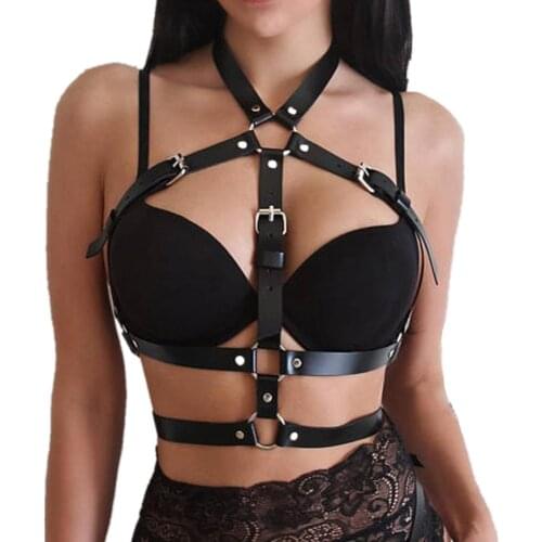 HARNESS Dropshipping Women Prom Dress Lingerie Garter Belt Sexy Body Suspender Restraint Harness Belts Adjustable PU Leather