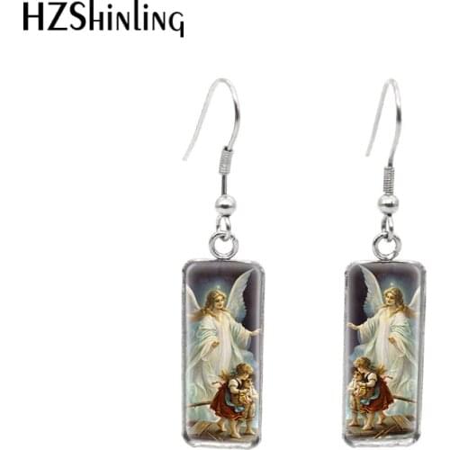 2020 New Holy Guardian Angel Rectangular Earring Fish Hool Earrings Glass Dome Earring Fashion Jewelry