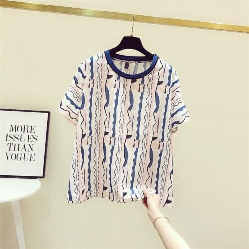 Plus Size Short Sleeve Chiffon Shirt Womens Summer 2021 New T-shirts Loose Tops Pullover Camisetas De Mujer