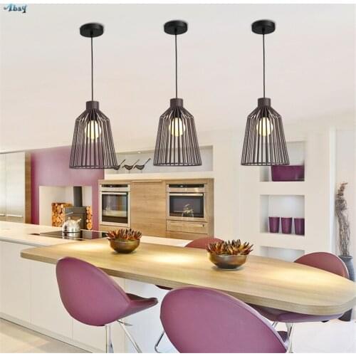 Nordic Iron Single Head Pendant Lights Retro Loft Living Room Restaurant Hanging Bedroom Study Table Industry Bar Lamp Fixtures