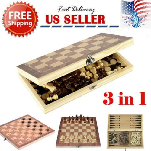 Folding Board Wooden International Chess Game Pieces Set Staunton Style Chessmen Collection Portable Board Game Outdoor