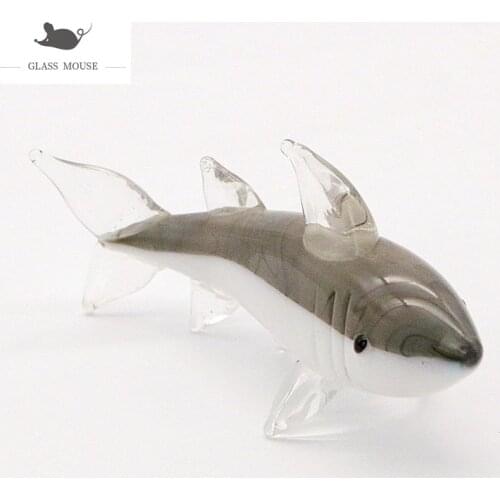 Handmade Glass Shark Figurines Cute Simulation Sea Animals Ornaments Home Aquarium Fish Tank Decoration Exquisite Gifts For Kids