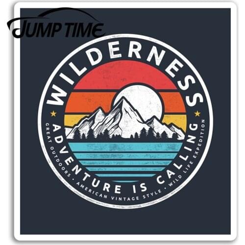 Jump Time for Wilderness Vinyl Stickers Mountain USA Camping Sticker Laptop Decal Rear Windshield Waterproof Car Accessories