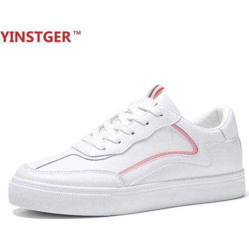 YINSTGER Womens white Shoes Casual Summer Sneakers lady Fashion comfortable style Flat Rubber sole breathable Sport shoes