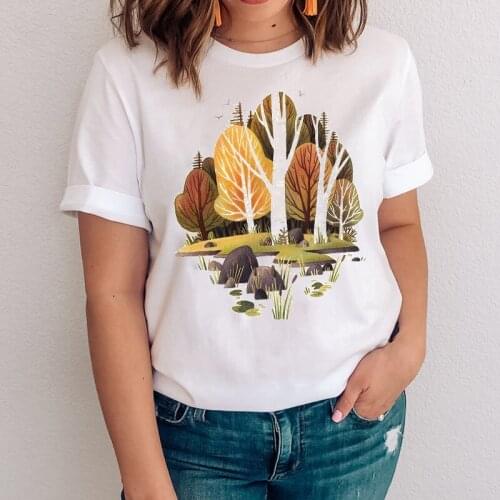 Women Graphic Forest Peace Clothing Fashion Printing Casual 90s Clothes Lady Tees Print Tops Clothing Female Tshirt T-Shirt