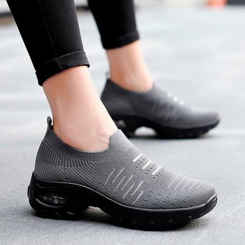 Women Platform Sneakers Ladies Wedge Shoes Thick Sole Shock Absorber Sneaker Height Increasing Sport Shoes Sock Footwear Fashion