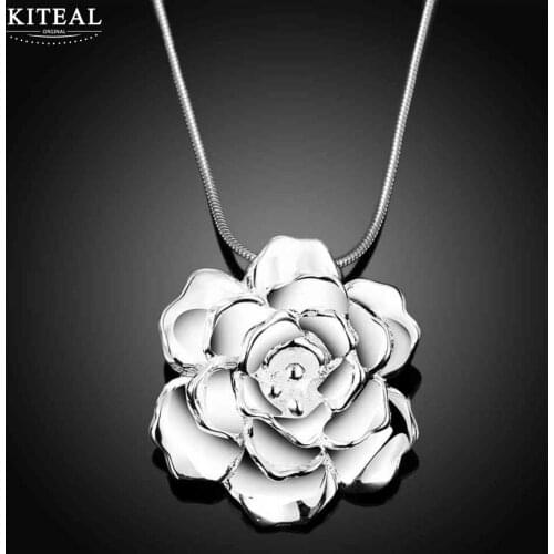 2018 new Vintage Love silver plated fashion necklaces for women Big Rose flowers fashion jewelry accessories