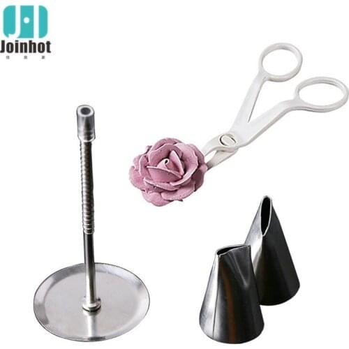1 Set Fondant Cake Decorating Set 1 Cake Flower Stand Nail 2 Cake Icing Piping Nozzle 1 Cake Scissors For Cream Flower Transfer