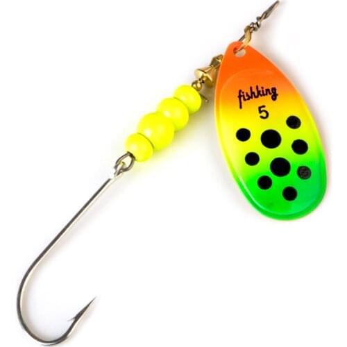 1PC 4.1-15g 7.2-10.5cm Sharp Treble Hook Salmon Stainless Steel Shaft High Carbon Fishing Lure Brass Multi 6 Colors