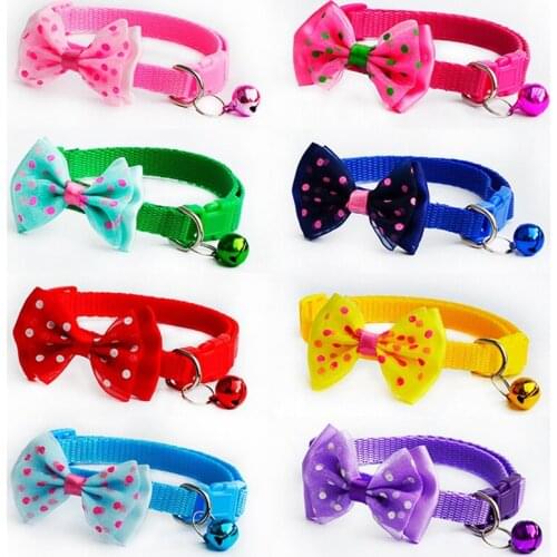 1pcs Adjustable Dog Collars Pet Collars with Bowknot Bells Charm Necklace Collar for Little Dogs Collar Pet Accessories