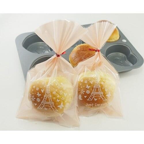 100pcs/lot 12x20cm plastic packaging bags Tower Open the top Bag Christmas Cookie Bag Bakery Gift Packing