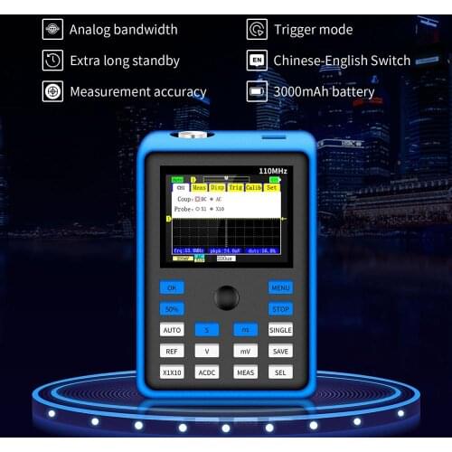1c15 Portable Assembled 2.4inch Digital Oscilloscope 500ms/s Sampling Rate 110MHz Analog Bandwidth Support Waveform Storage