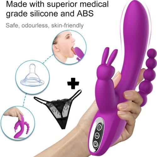 3 In 1 G Spot Rabbit Dildo Vibrator Orgasm Adult Toys Powerful Usb Charging Magnetic Waterproof Masturbation Sex Toys For Women
