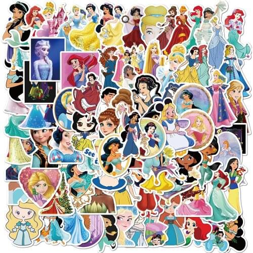 50/100Pcs Disney Aisha Frozen Princess Graffiti Sticker Luggage Motorcycle Computer Waterproof Sticker Kids Gift Aisha Anna