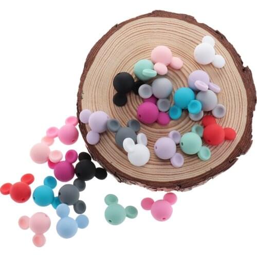 50pcs Silicone Mickey Head Beads Silicone Baby Teether Beads Food Grade Baby Health Babies Products BPA Free Toys For Babies