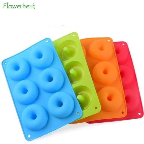 6 Holes Silicone Donut Pans Mold Cake Shape Cookie Model Circle Molds Silicone Mould DIY High Temperature Resistance