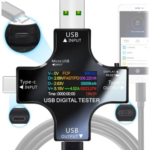 ATORCH Type-C pd USB tester DC Digital voltmeter amperimetor voltage current meter ammeter detector power bank charger indicator